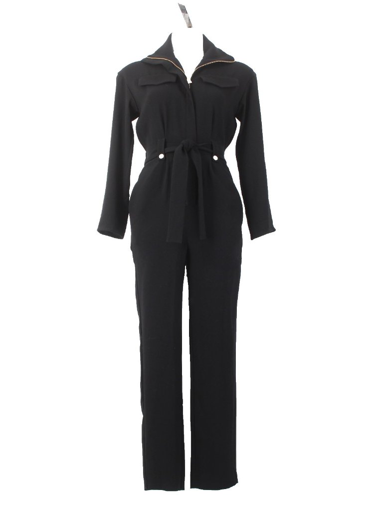 Maje Jumpsuit $525 Pantalon Sz 34 Black Gold Hardware Acetate Poly Jumpsuit